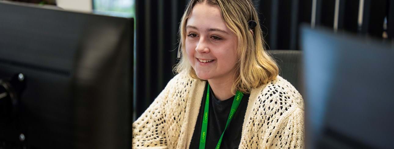 Our apprentice Holly Tupling at her desk