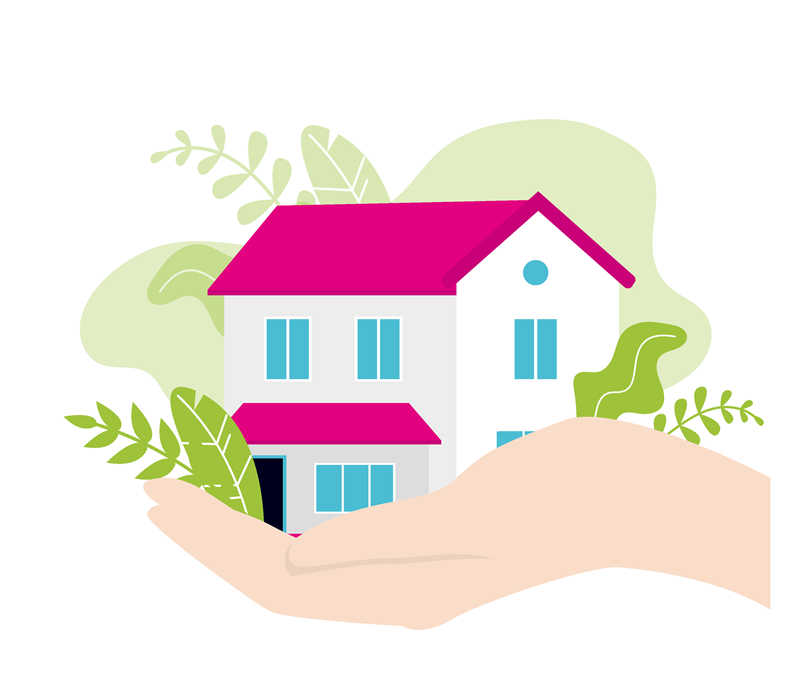 A hand holding a sustainable home